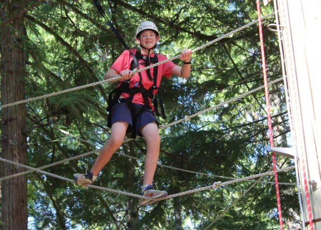 High-ropes challenge course at YMCA Camp Seymour